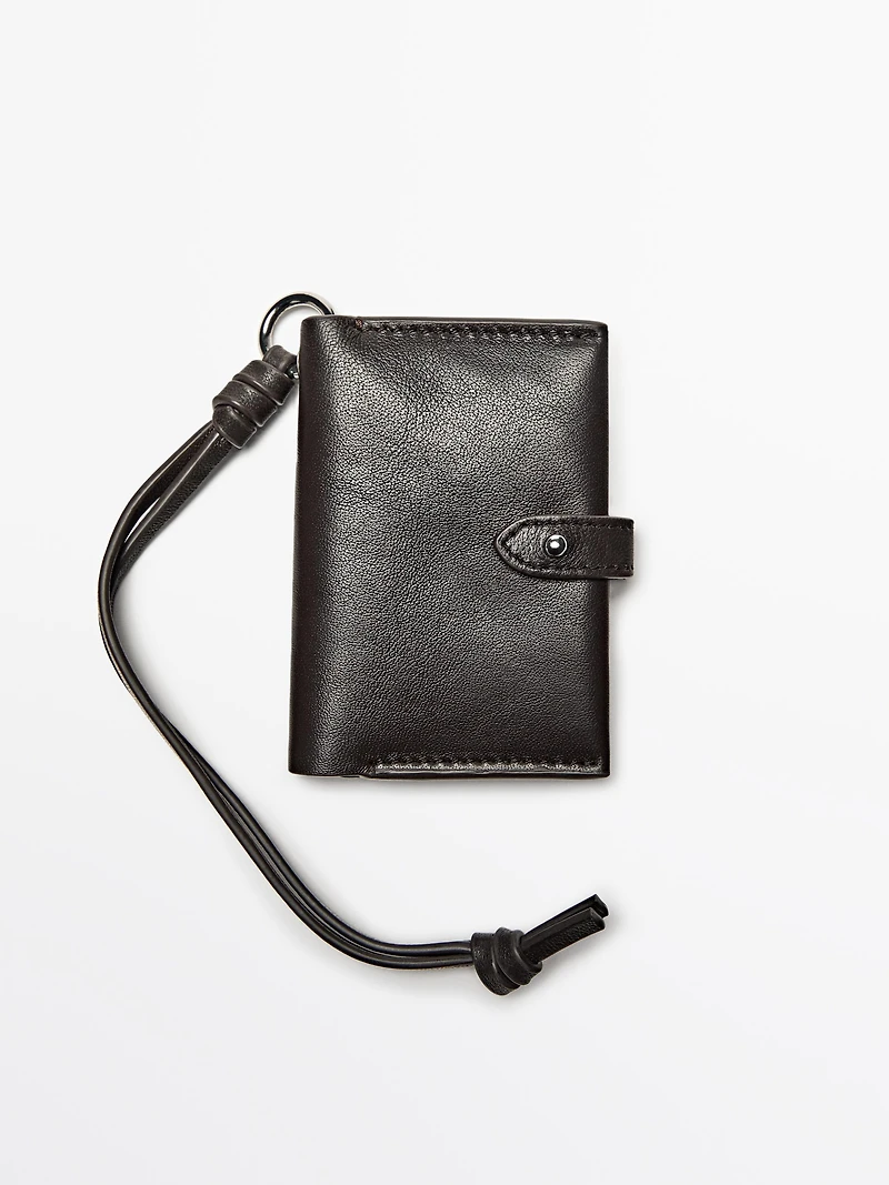 Porte-cartes charm en cuir nappa