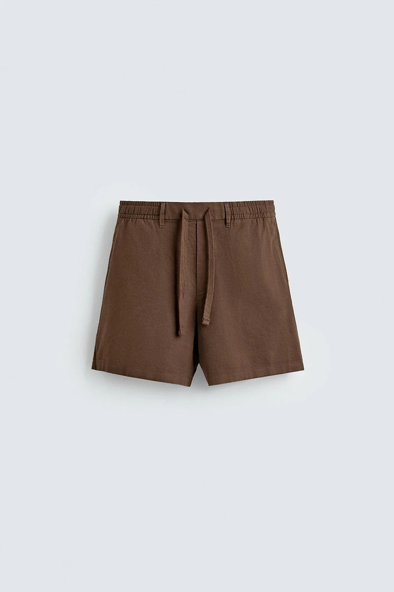 COTTON-LINEN RELAXED FIT SHORTS