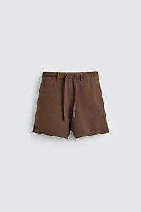 COTTON-LINEN RELAXED FIT SHORTS