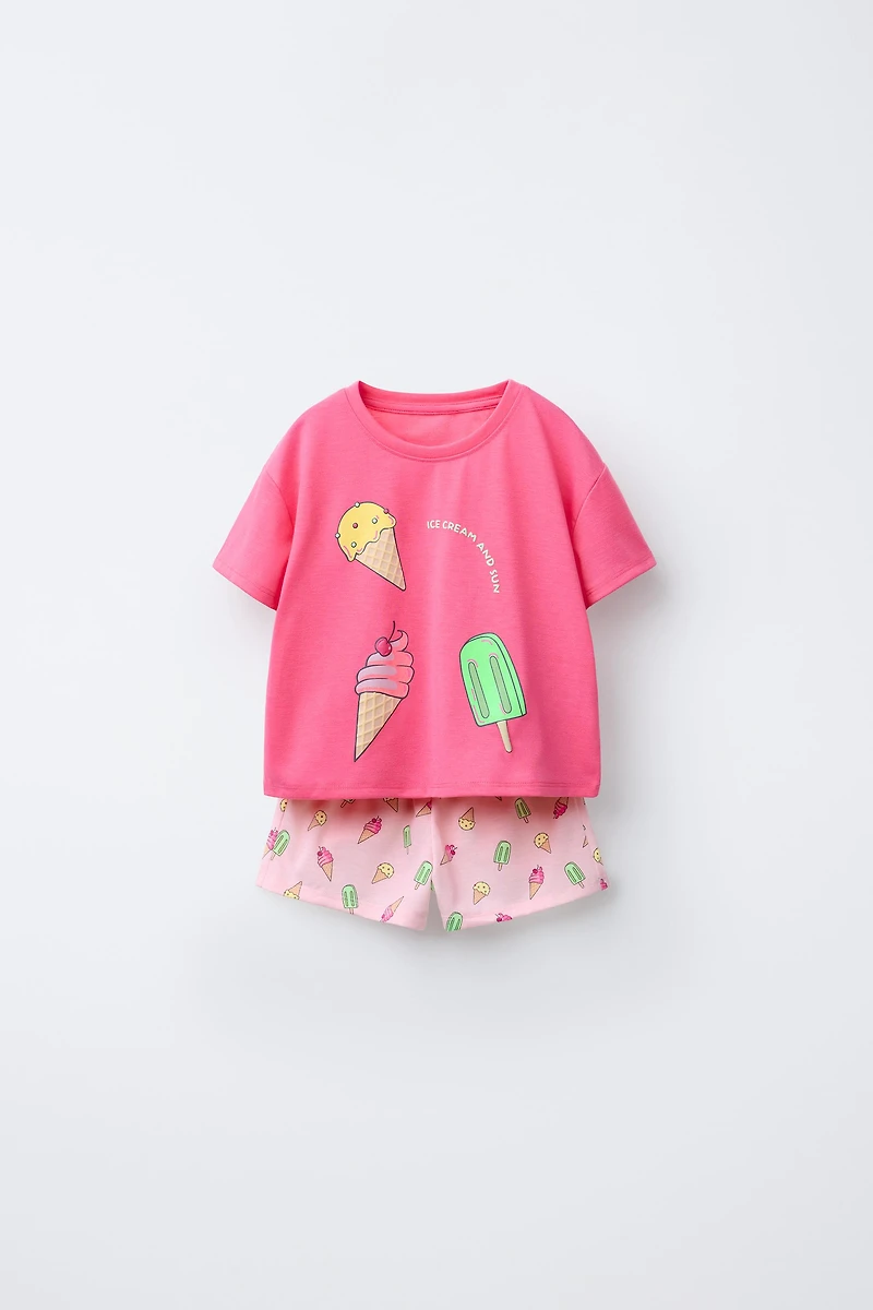6 YEARS/ ICE CREAM T-SHIRT AND BERMUDA PAJAMAS