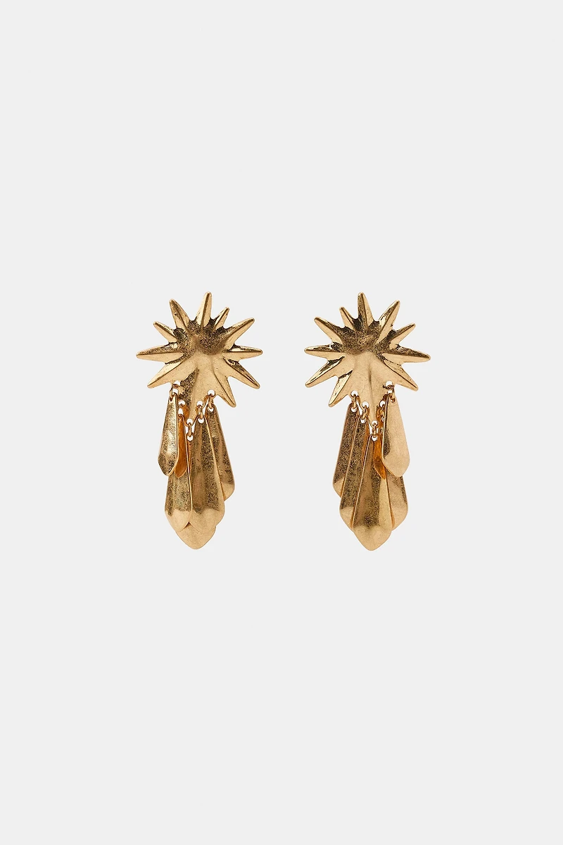 BOUCLES D'OREILLES MÉTALLIQUES SOLEIL ET FRANGES