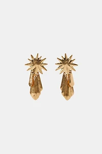 BOUCLES D'OREILLES MÉTALLIQUES SOLEIL ET FRANGES