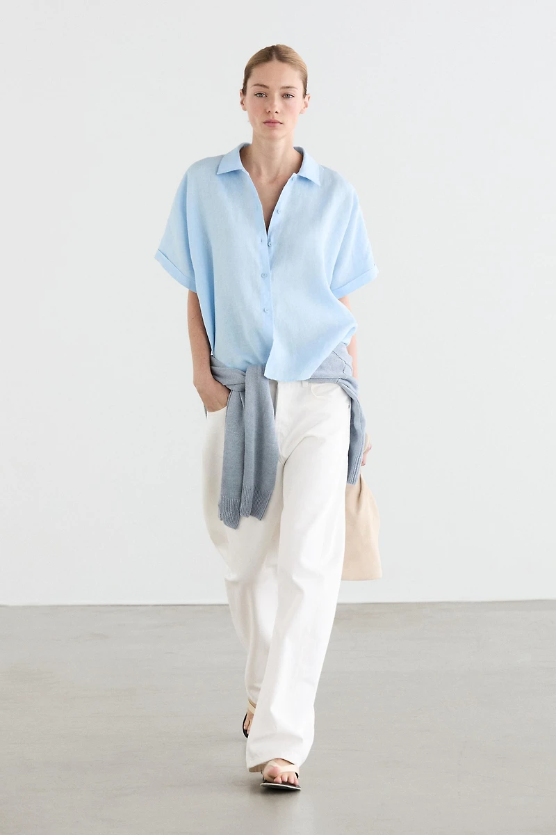 Chemise manches courtes 100 % lin