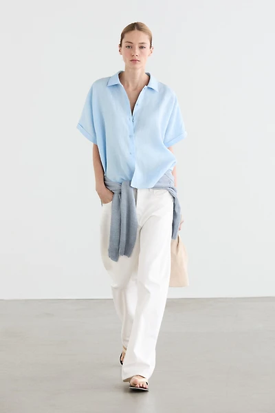 Chemise manches courtes 100 % lin