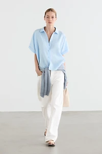 Chemise manches courtes 100 % lin