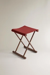 FOLDING ASH WOOD AND COTTON STOOL