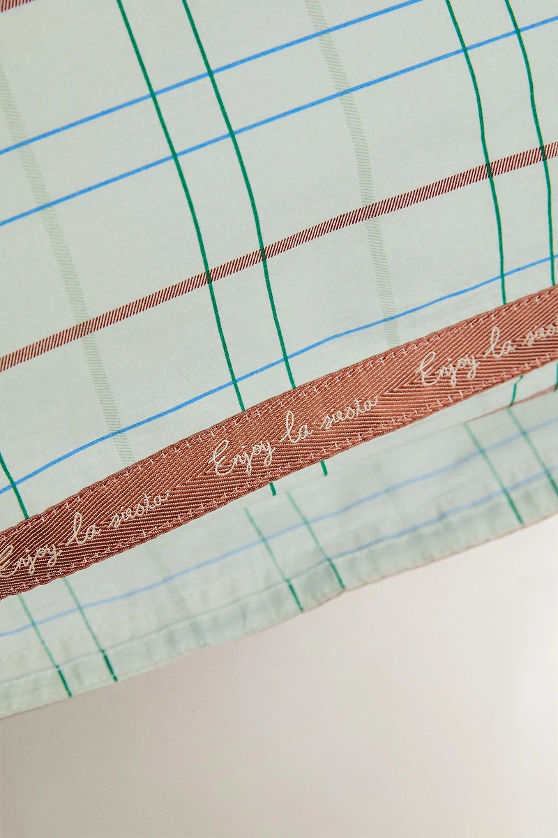KIDS' GREEN PLAID PILLOWCASE