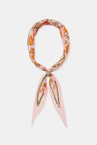 STONE FLOWERS PRINT SILK BANDANA