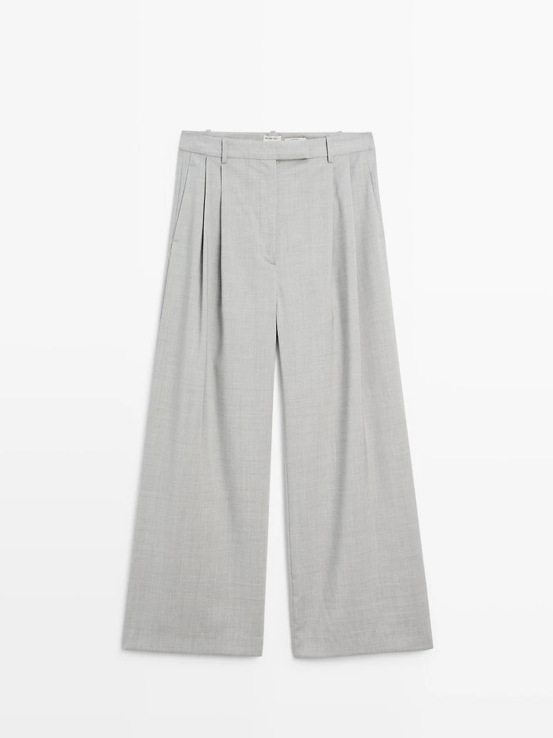 100% wool wide-leg trousers with darts - STUDIO