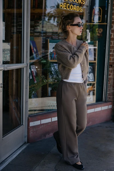 PANTALON MOLLETON À JAMBES LARGES