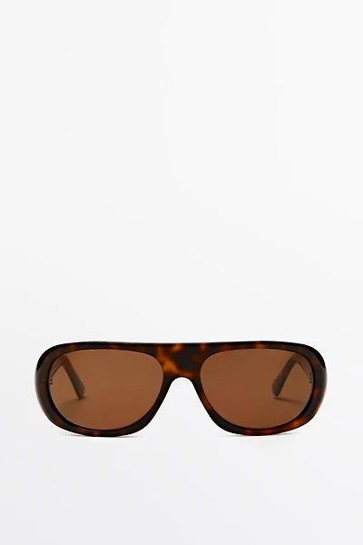 Lunettes de soleil ovales effet écaille