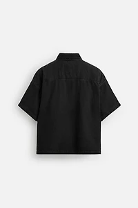 ZIPPER DENIM POLO SHIRT