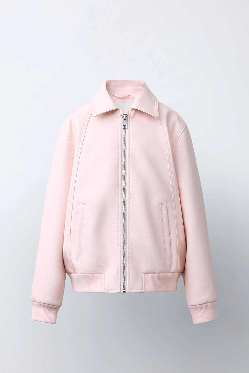 BLOUSON BOMBER EFFET MATIÈRE SYNTHÉTIQUE