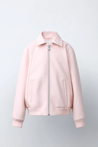 FAUX LEATHER BOMBER JACKET