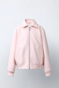 BLOUSON BOMBER EFFET MATIÈRE SYNTHÉTIQUE