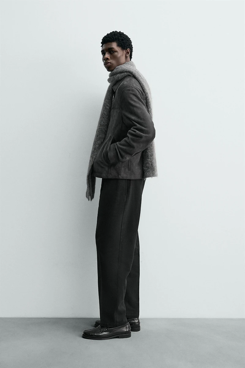 BLOUSON RÉGULAR FIT EN CUIR DAIM