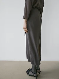 Straight midi skirt with sheer detail - STUDIO