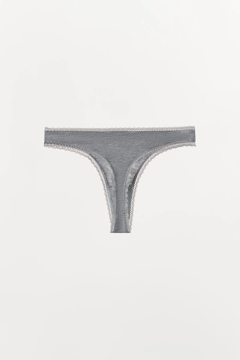 POINTELLE FLORAL THONG