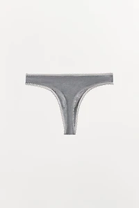 POINTELLE FLORAL THONG