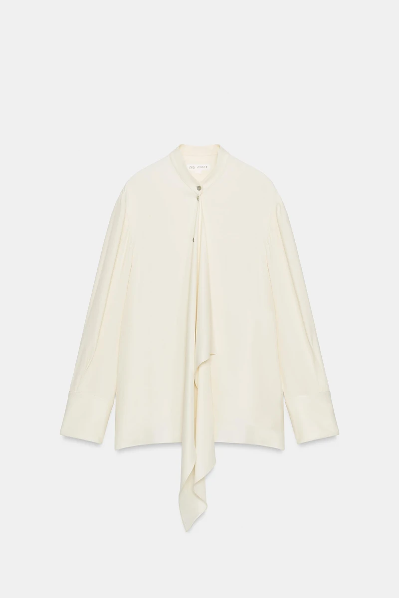 ZW COLLECTION TIED PLEATED BLOUSE