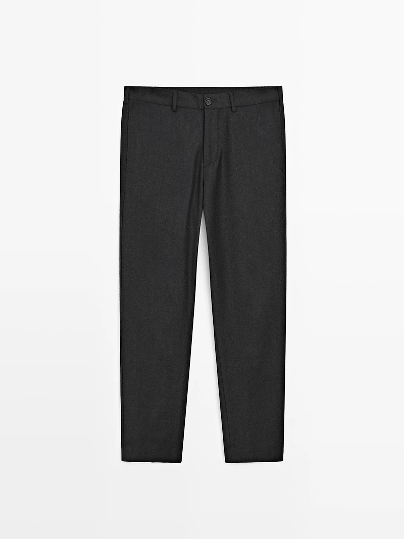 100% wool flannel trousers with elasticated side