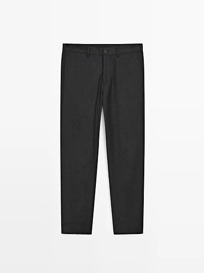 100% wool flannel trousers with elasticated side