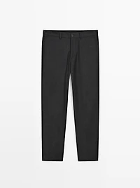 100% wool flannel trousers with elasticated side