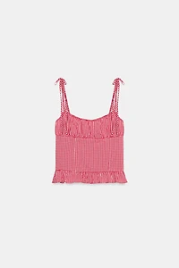 GINGHAM RUCHED TOP