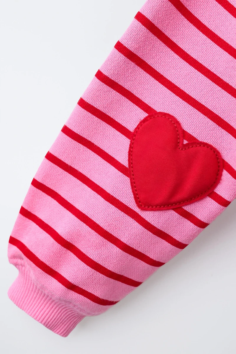 STRIPED HEART SWEATSHIRT
