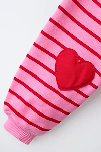 STRIPED HEART SWEATSHIRT