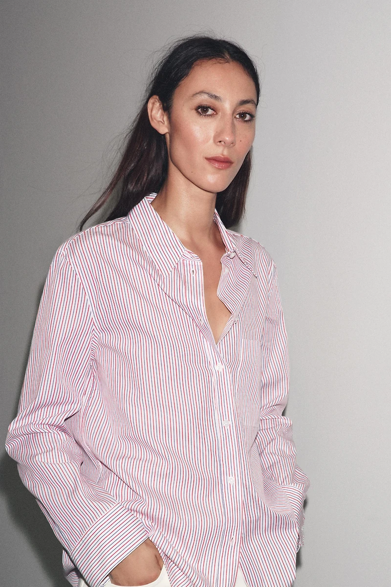 CHEMISE EN POPELINE À RAYURES COLLECTION ZW