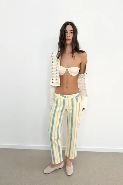 LOW RISE STRIPED STRAIGHT LEG TRF JEANS
