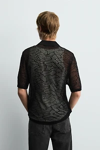 OPEN-KNIT POLO SHIRT