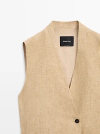 Linen waistcoat with crossover fastening