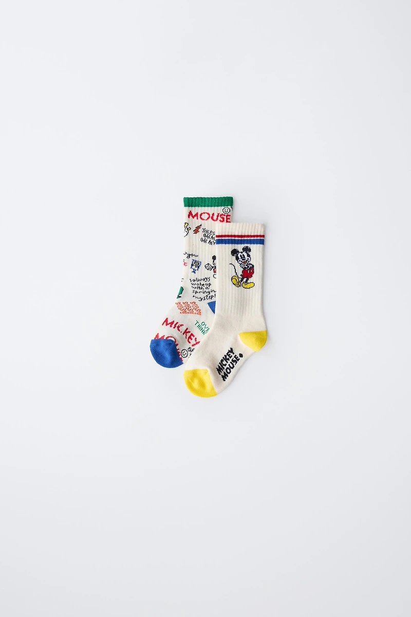 LOT DE DEUX PAIRES CHAUSSETTES MONTANTES MICKEY MOUSE © DISNEY