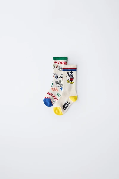LOT DE DEUX PAIRES CHAUSSETTES MONTANTES MICKEY MOUSE © DISNEY