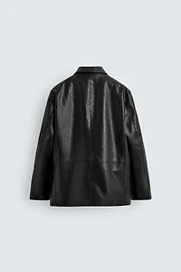 FAUX LEATHER RELAXED FIT OVERSHIRT