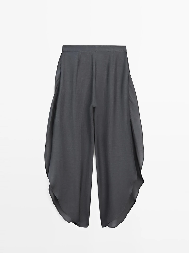 Linen blend trousers with slit details