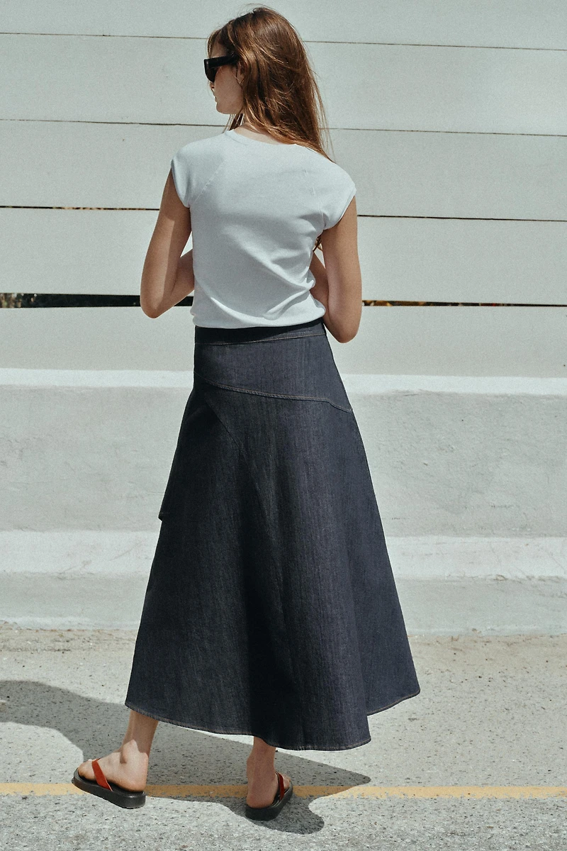 Z1975 RUFFLE DENIM MIDI SKIRT