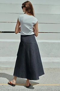 Z1975 RUFFLE DENIM MIDI SKIRT