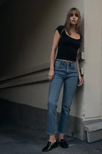 TRF HIGH-WAISTED CROPPED FLARE JEANS