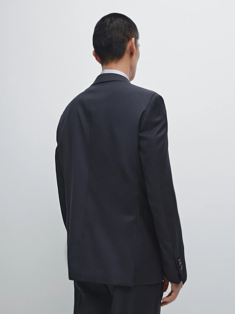 Plain 100% wool suit blazer