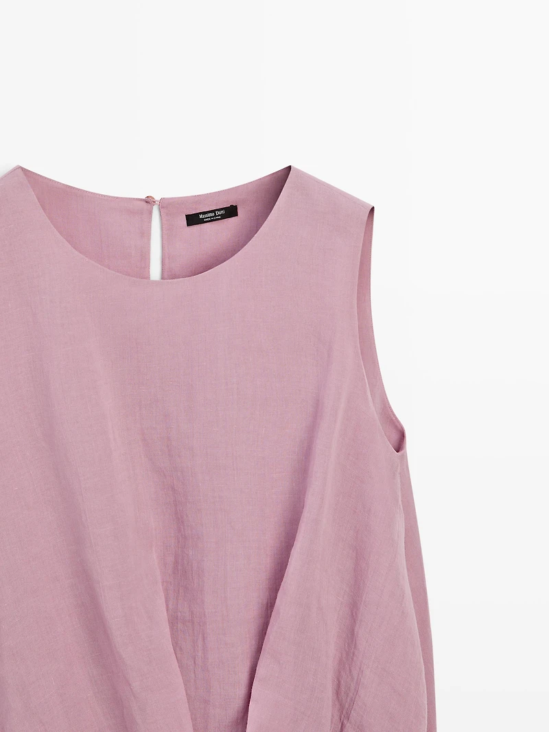 Sleeveless ramie blend top