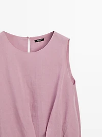 Sleeveless ramie blend top