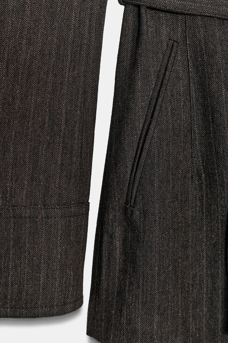 HERRINGBONE BELTED BLAZER ZW COLLECTION