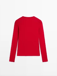 Long sleeve cotton blend T-shirt