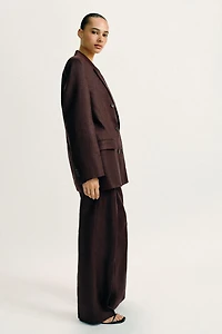 VESTE À BOUTONNAGE CROISÉ 100 % LIN ÉPAULETTES