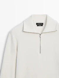 Knit 100% cotton quarter-zip sweater