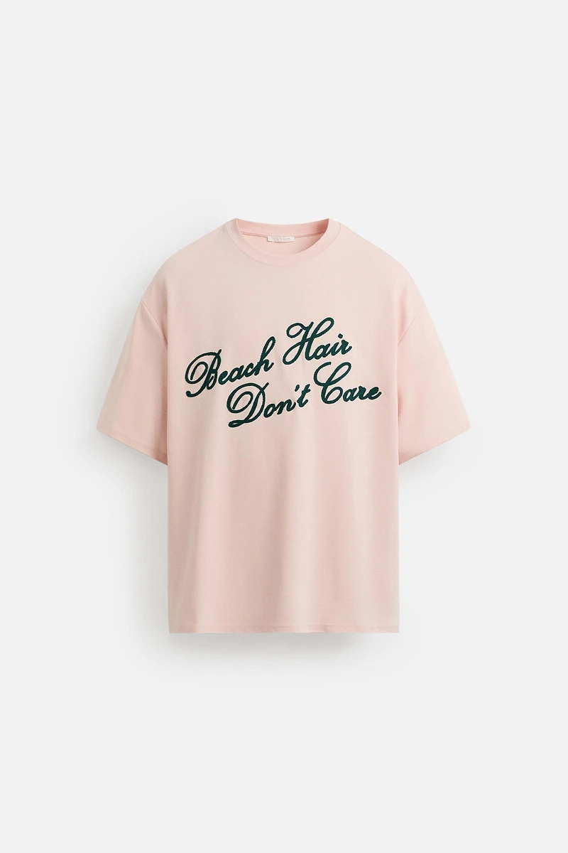 EMBROIDERED TEXT T-SHIRT