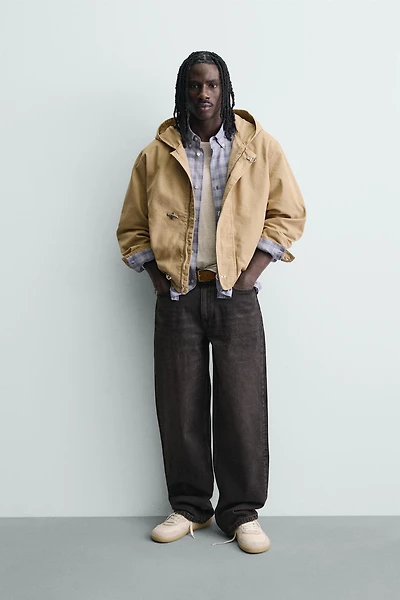 RELAXED FIT HOODED FIREMAN CLASP JACKET